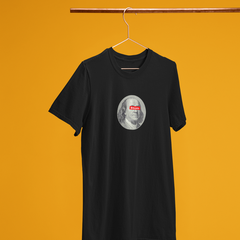Camiseta "Bitcoin with Benjamin Franklin"