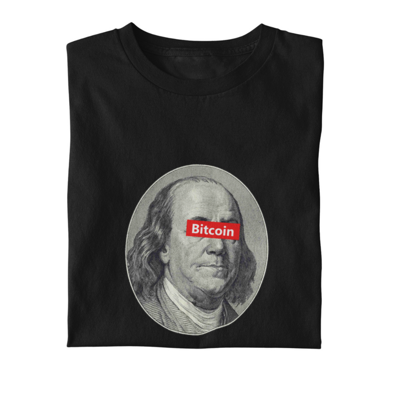 Camiseta "Bitcoin with Benjamin Franklin"