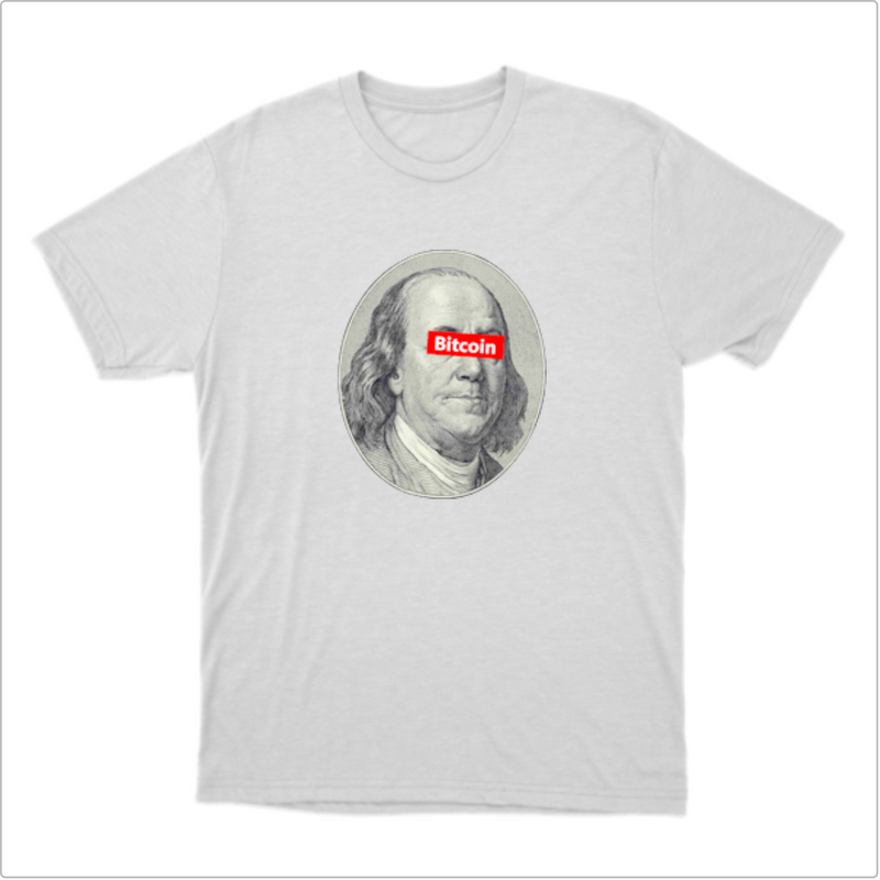 Camiseta "Bitcoin with Benjamin Franklin"